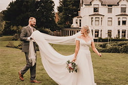 Bride and groom photo showing soft natural wedding makeup
