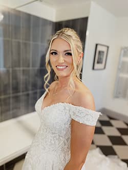 Soft bridal makeup on Abi with glowing skin