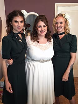 Bride and bridesmaids wearing natural wedding makeup