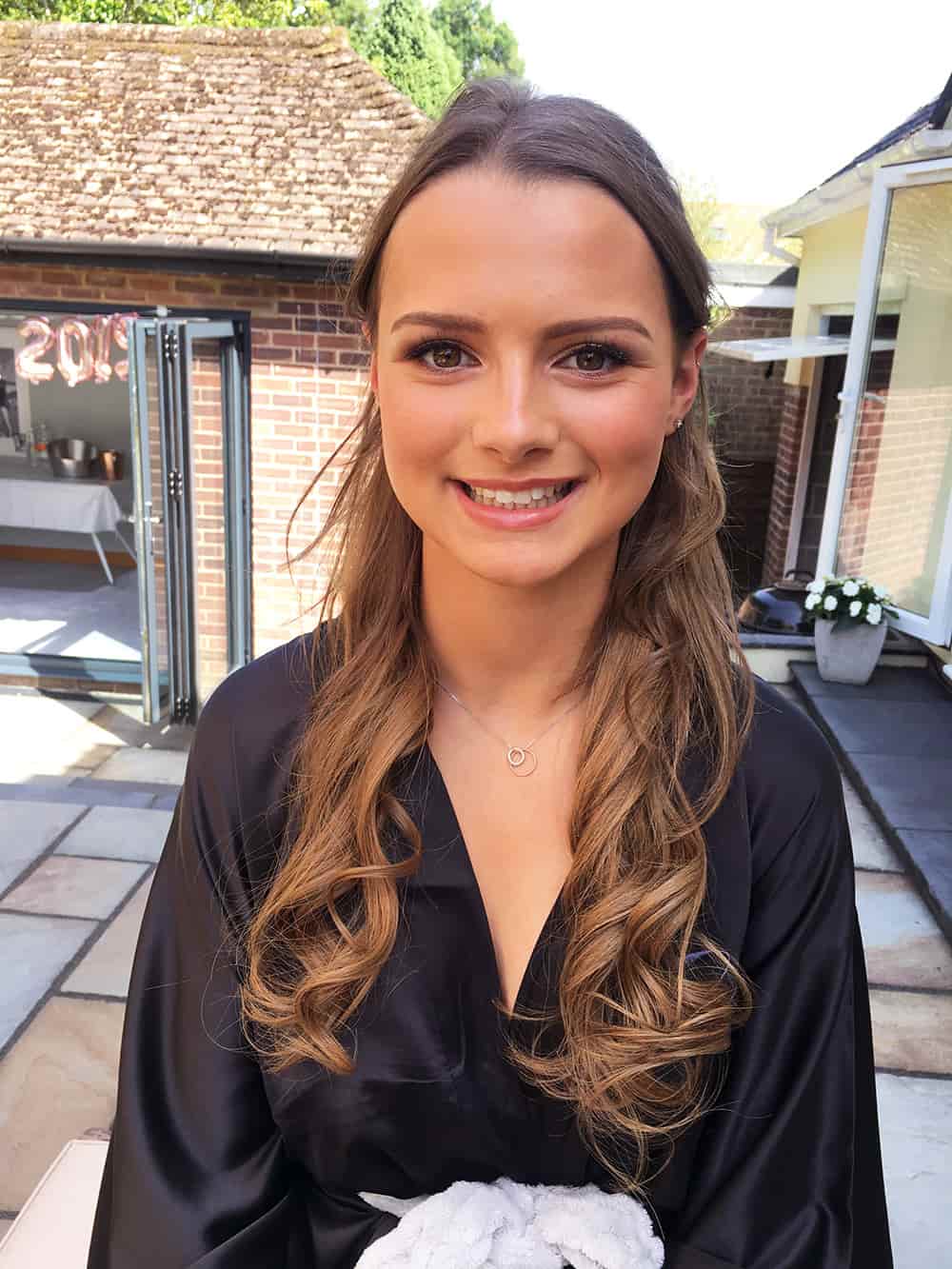 Beautiful Lydia in her silk prom dress with natural makeup